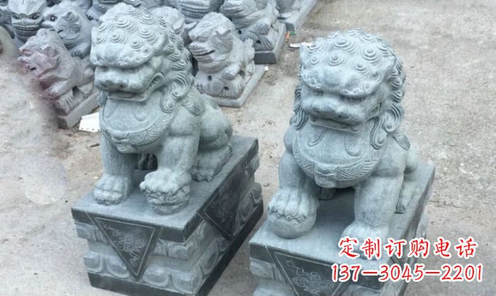 温州青石小狮子门口石雕，精美传统风格