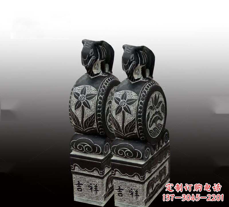温州高质感青石仿古大象门墩