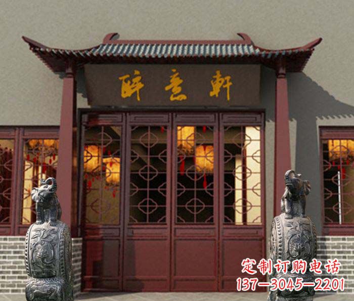 温州门口镇宅装饰，招财进宝——青石大象雕塑