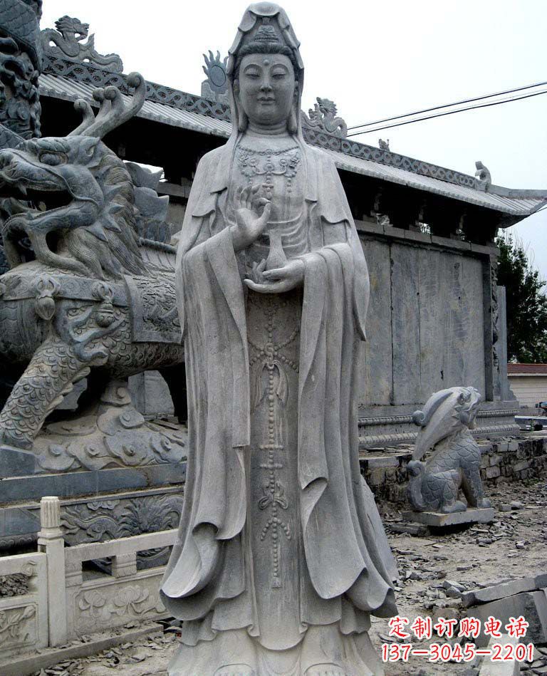 温州青石仿古观音雕像|传承古代神话传统