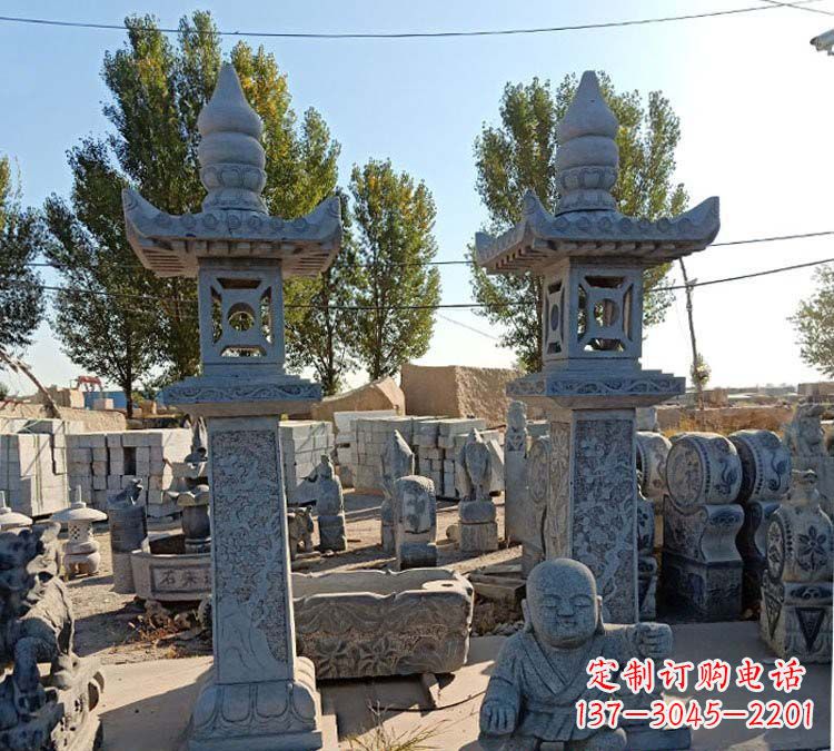 温州青石仿古石灯雕塑,精美实用