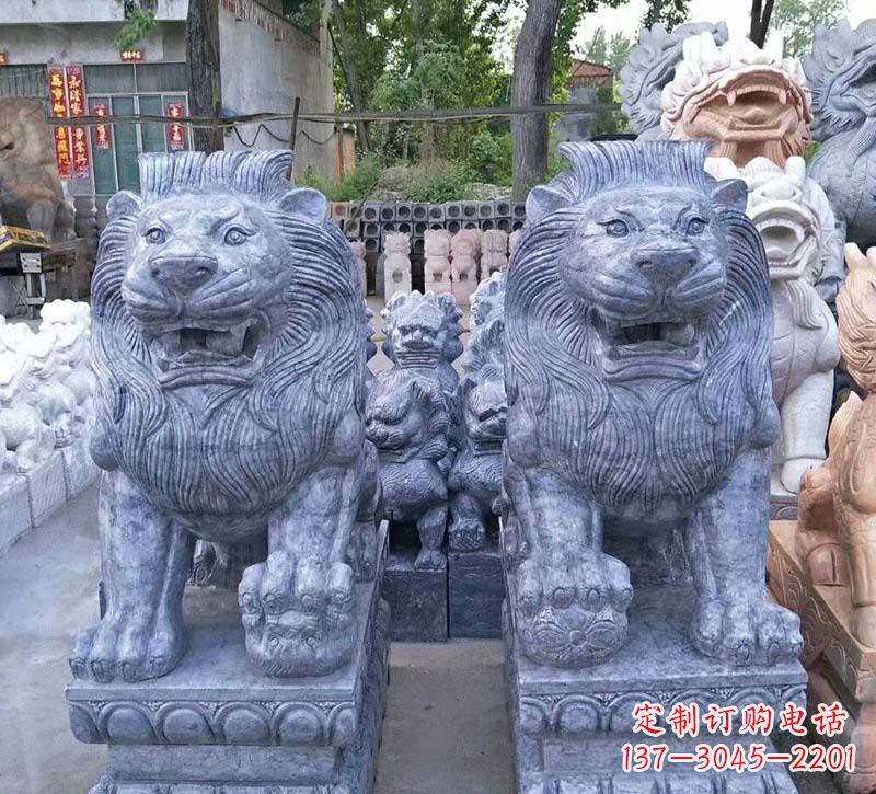 温州青石仿古西洋狮子石雕,典雅大气