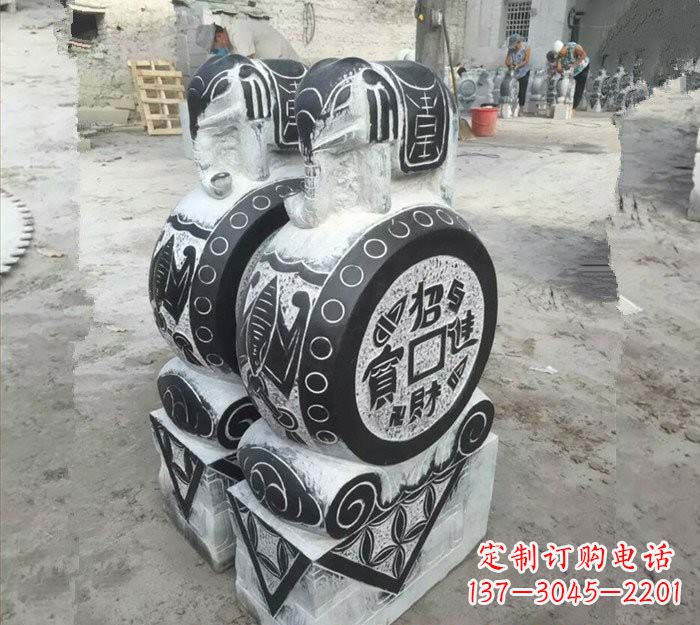 温州华丽雅致!青石仿古招财进宝大象门墩