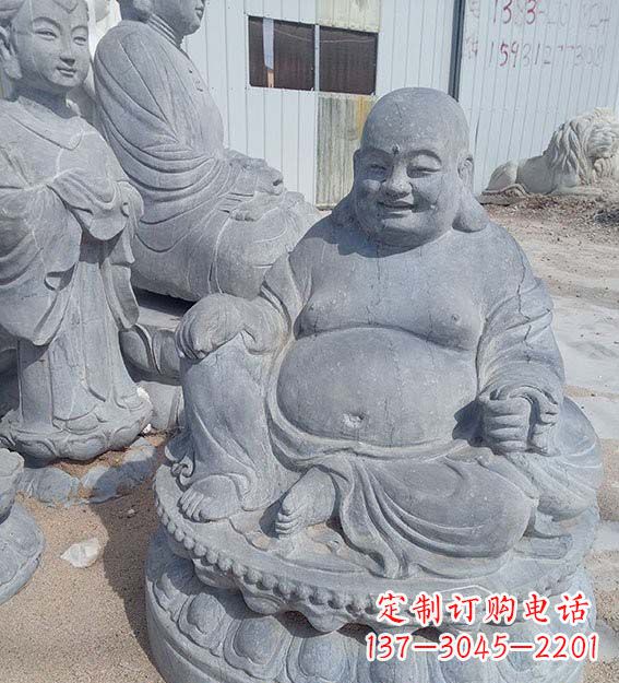 温州青石仿古坐式弥勒佛雕塑