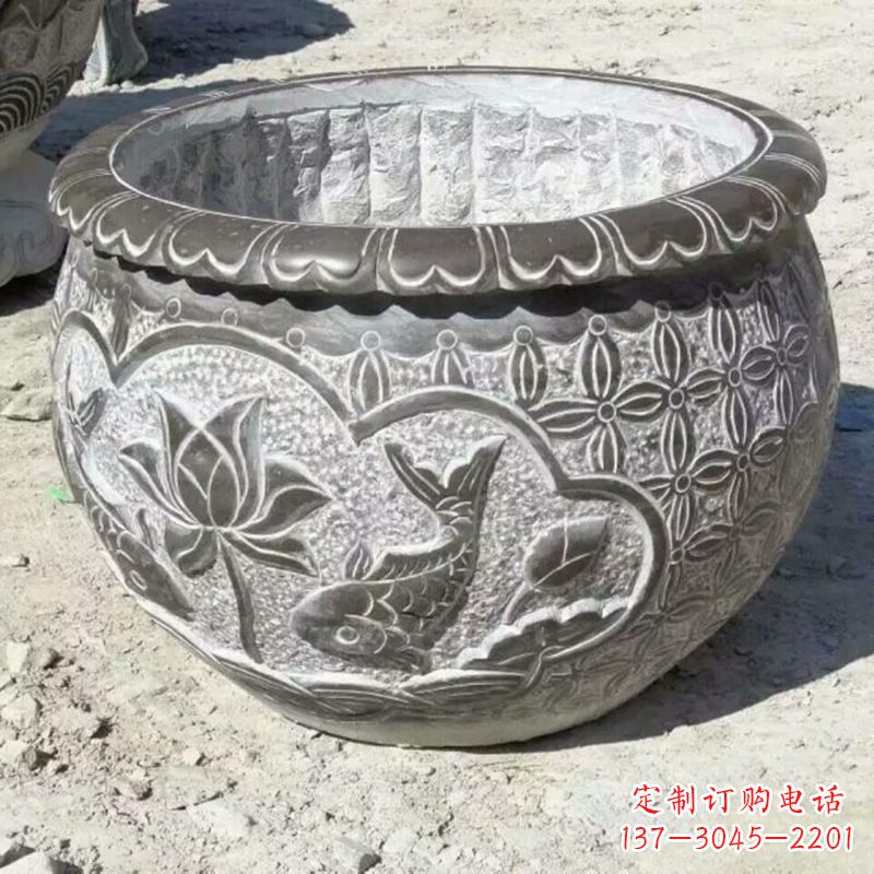 温州精致青石浮雕水缸,为您打造精美绝伦的定制雕塑