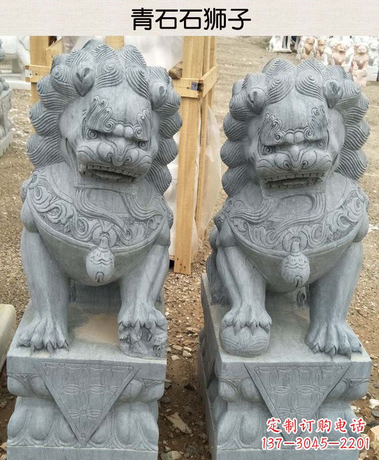 温州青石雕刻的传统工艺美狮