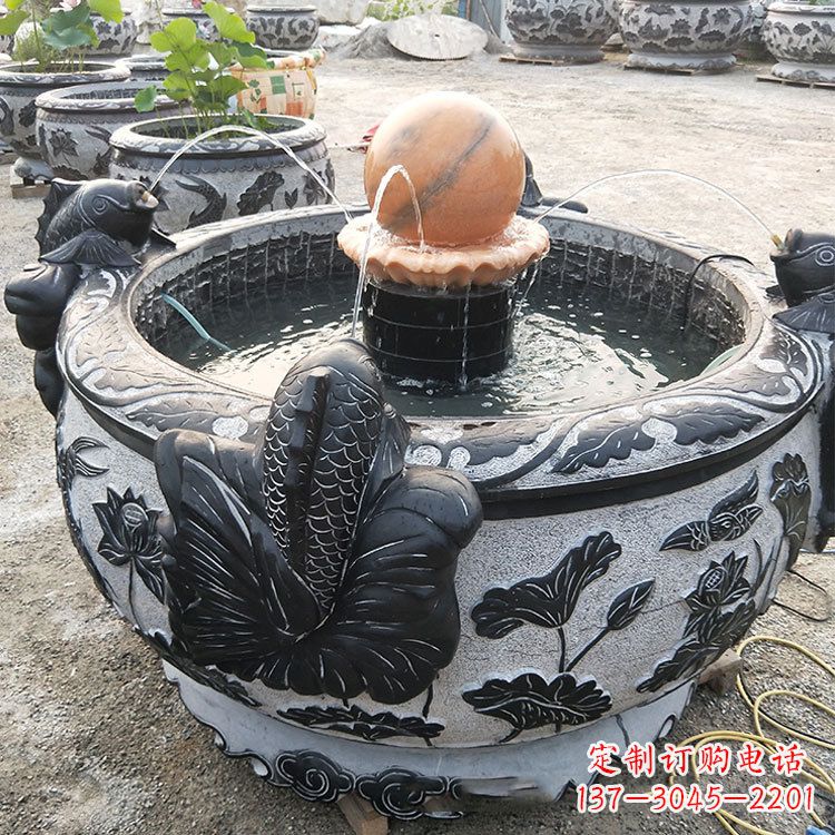温州青石鱼缸雕塑,装点您的生活