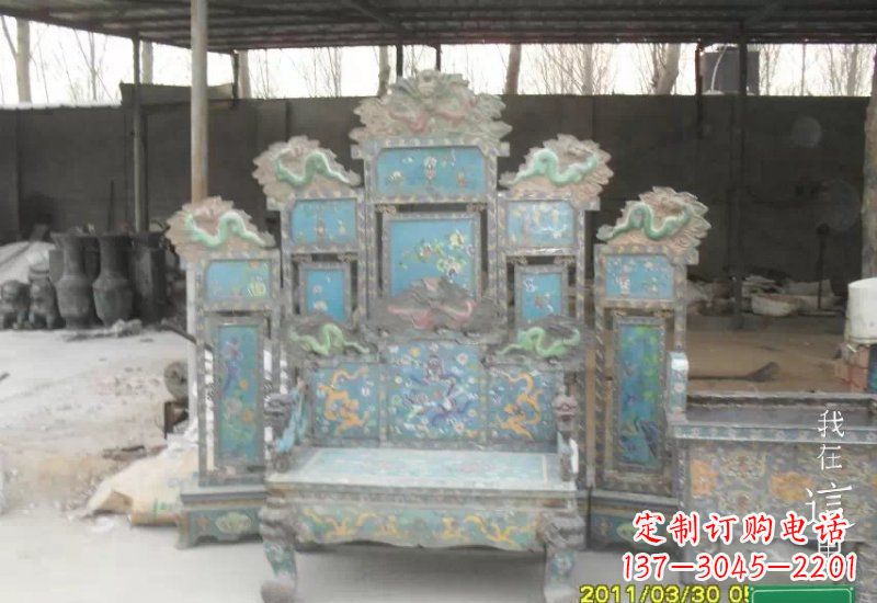 温州青铜仿古龙椅雕塑,精美传神