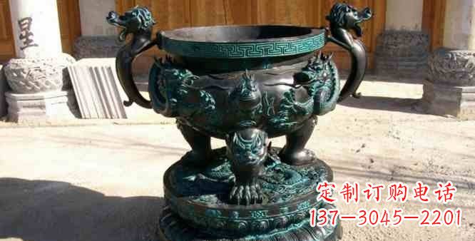 温州精美青铜祭祀圆香炉雕塑