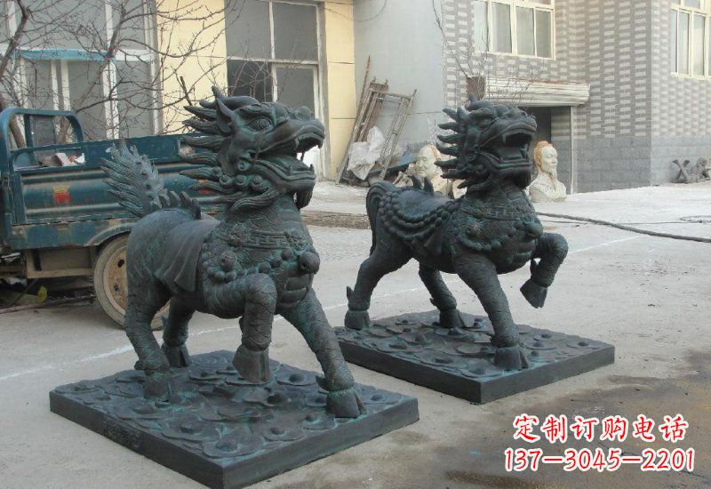 温州唯美雕塑:青铜立式麒麟