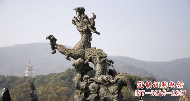 温州中领雕塑|传统青铜神龙出水铜雕