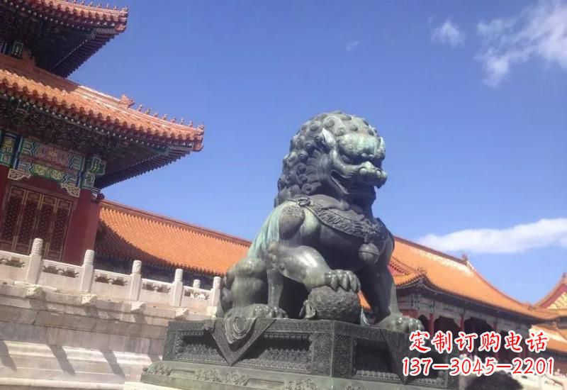 温州精致青铜狮子雕塑,表达荣耀之美