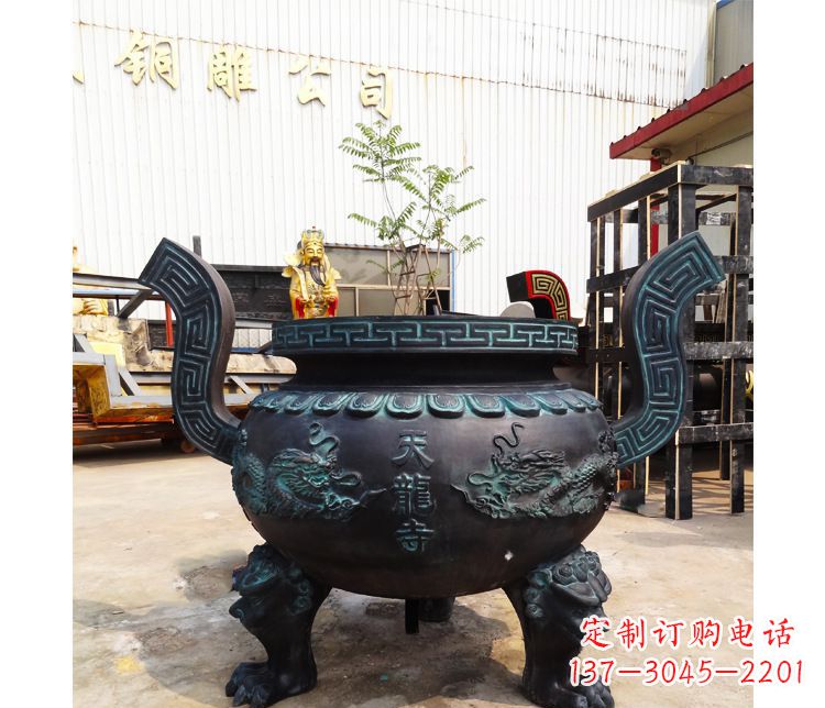 温州精美青铜寺庙广场香炉雕塑