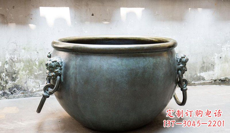 温州精美青铜水缸雕塑,赏心悦目