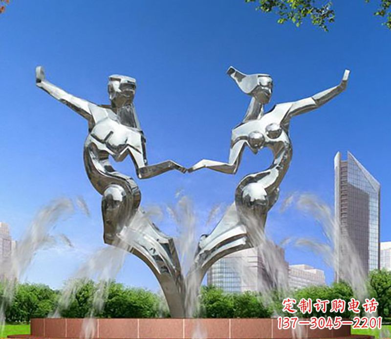 温州爱情镌刻,不锈钢抽象情侣雕塑