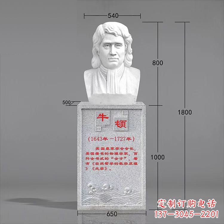 温州艺术精灵:牛顿汉白玉石头像雕塑