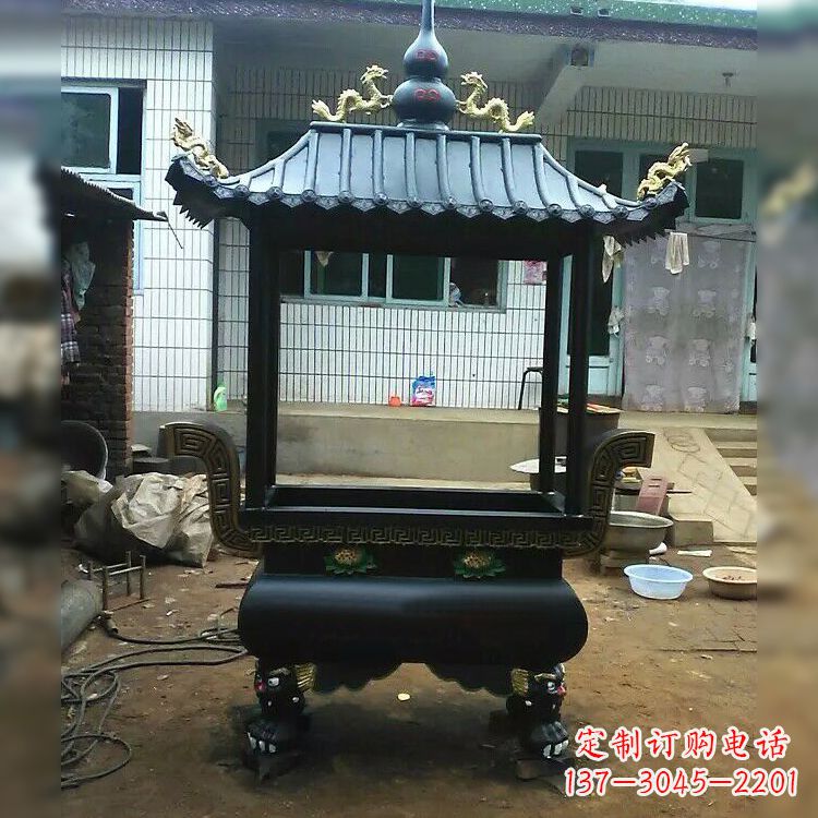 温州中领雕塑精美全铜香炉古典雕塑