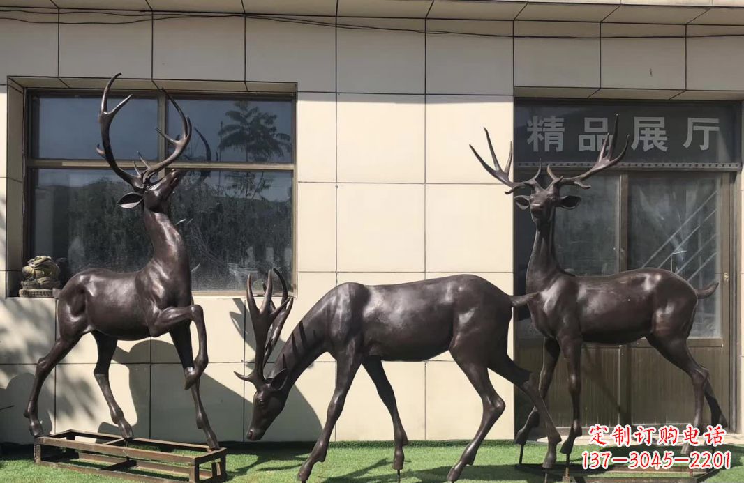 温州群鹿铜雕塑,艺术精雕细琢