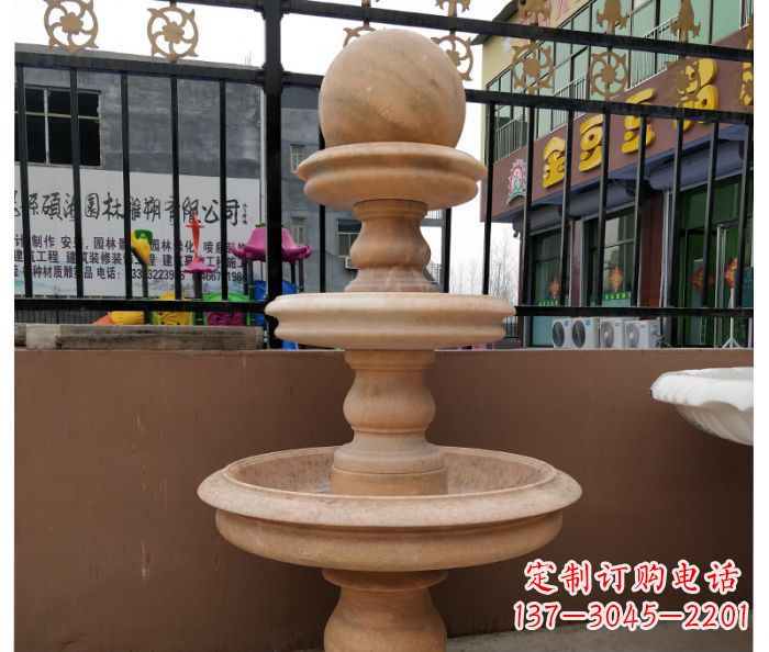 温州风水球石雕,晚霞红别墅装饰精品