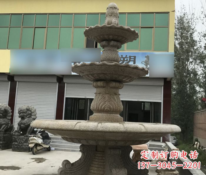 温州三层砂岩喷泉欧式石雕,定制专属你的雕塑