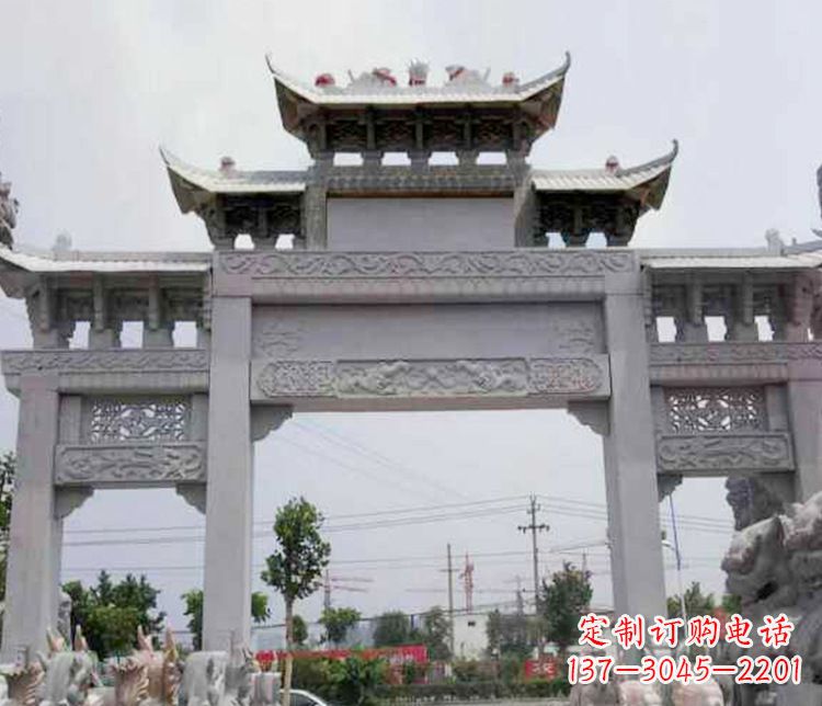 温州中领雕塑-三门牌坊大理石石雕