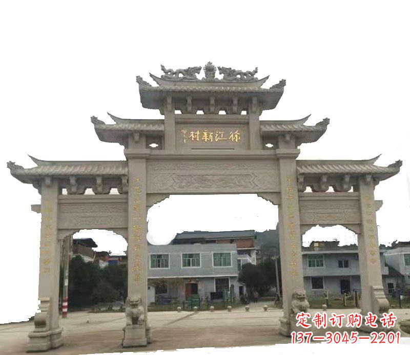温州三门牌坊仿古石雕,雕刻精美传承传统