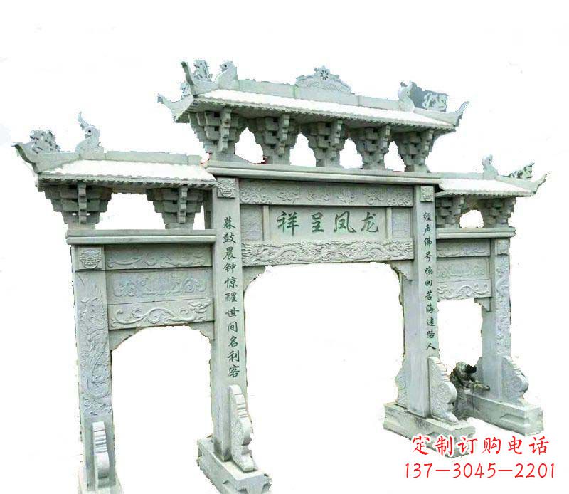 温州中领雕塑:三门牌坊石雕