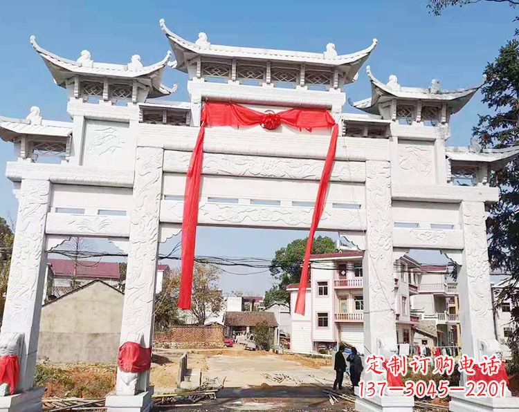 温州三门三楼石雕牌坊:专业定制牌坊雕塑