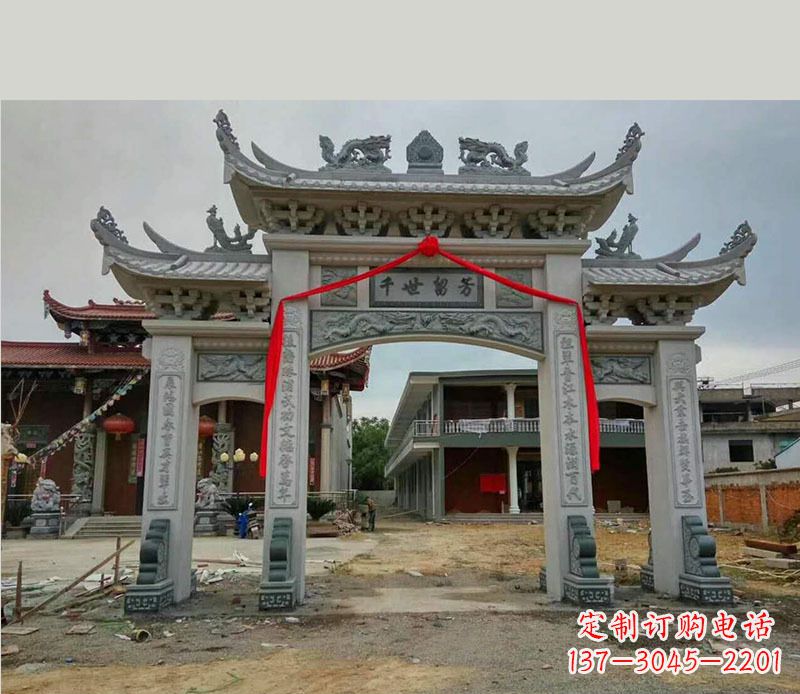 温州以传统工艺为源的独特牌坊石雕