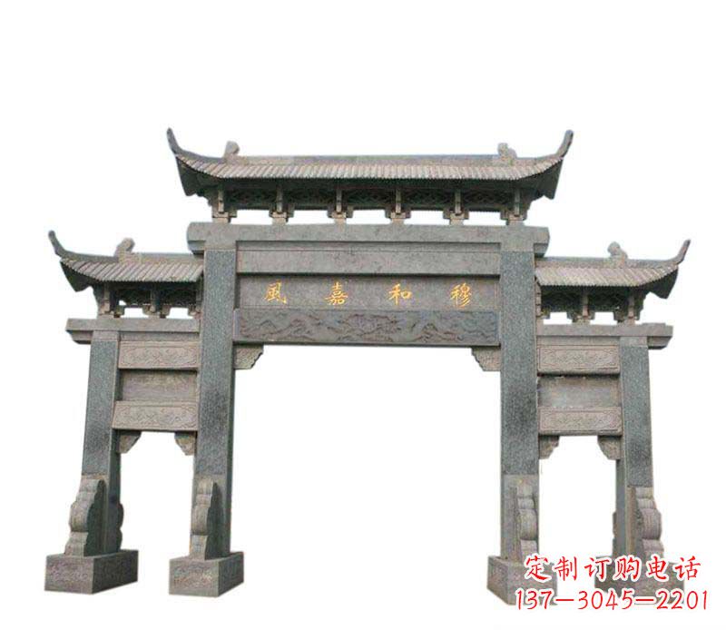 温州四门牌坊石雕:高端雕塑定制