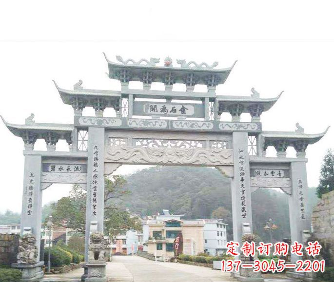 温州三门五楼石牌坊石雕——精美精致的多层次雕刻