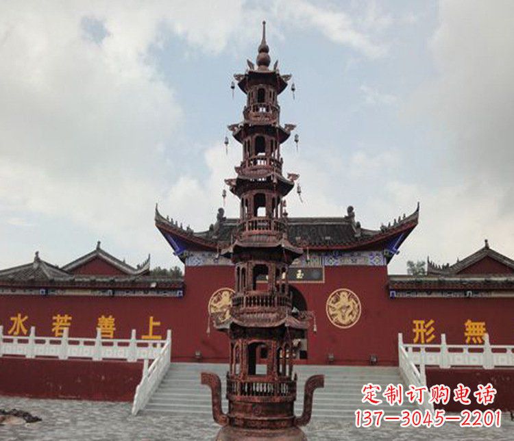 温州三足铜香炉雕塑,精美绝伦