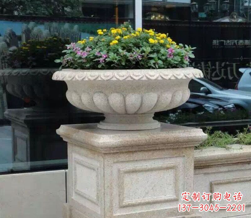 温州精美大理石花盆雕塑