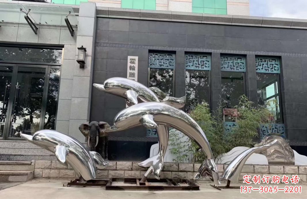 温州高端定制不锈钢海豚雕塑