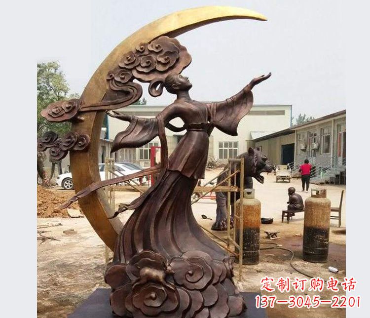 温州中领雕塑:精美嫦娥月亮铜雕