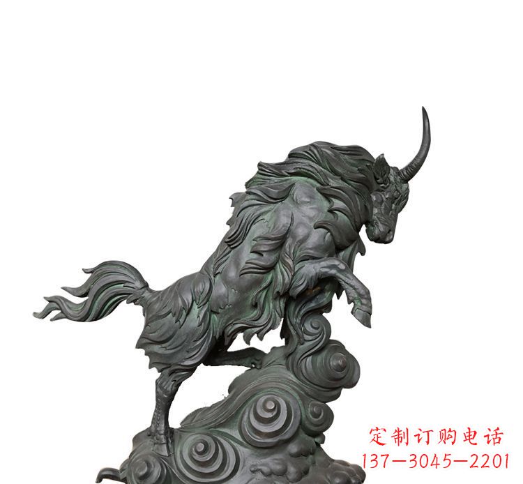 温州神牛踏波绸缎精美铜雕