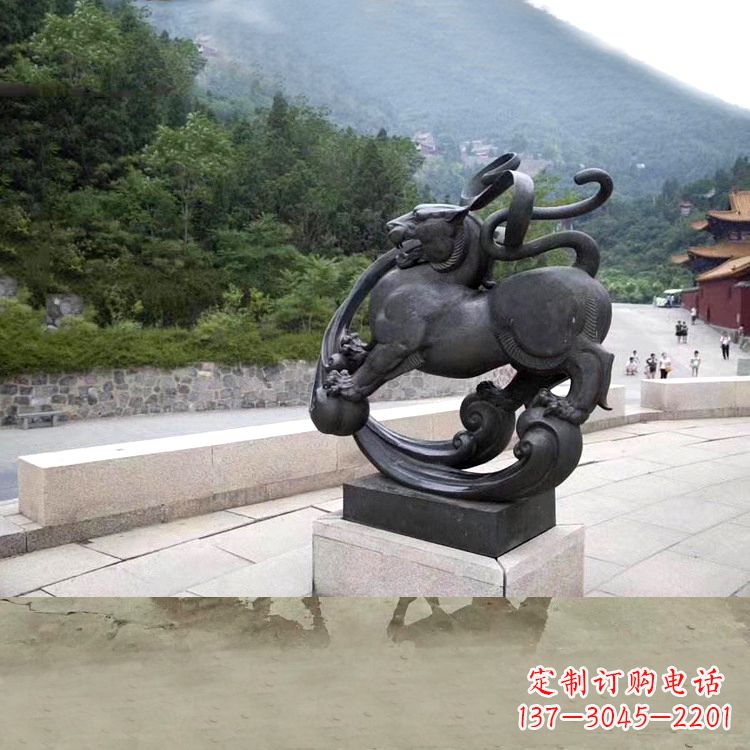 温州神兽白虎铜雕塑,雕刻出传统中国文化之精髓