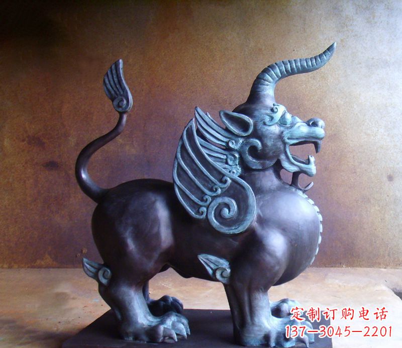 温州传承中国神兽文化的独角兽铜雕塑