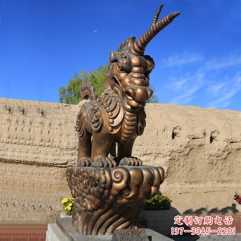 温州神兽獬豸古铜雕塑摆件
