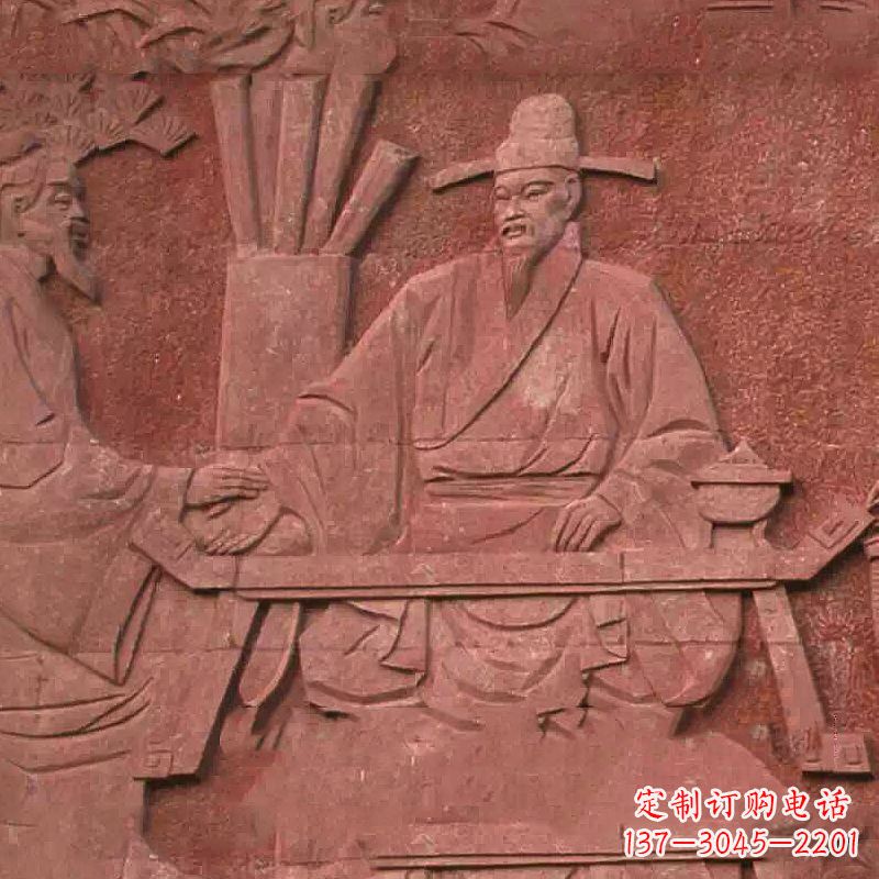 温州沈括砂岩浮雕,重现学校历史名人壁画