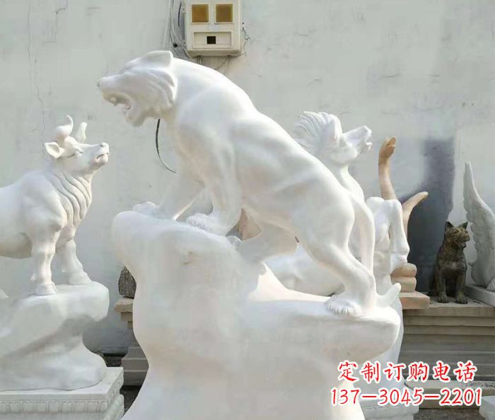温州中领雕塑:汉白玉老虎雕塑