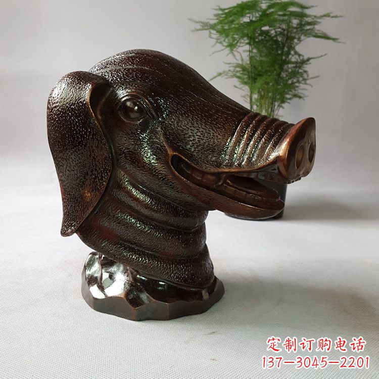 温州精美完美的生肖猪铜兽首