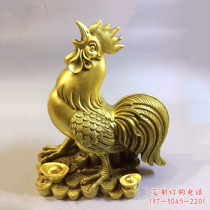温州风雅纯铜抓钱鸡雕塑
