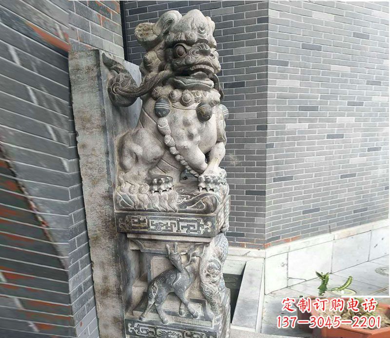 温州中领雕塑仿古石门墩石雕