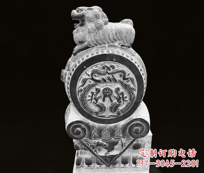 温州中领雕塑狮子石抱鼓仿古石门墩