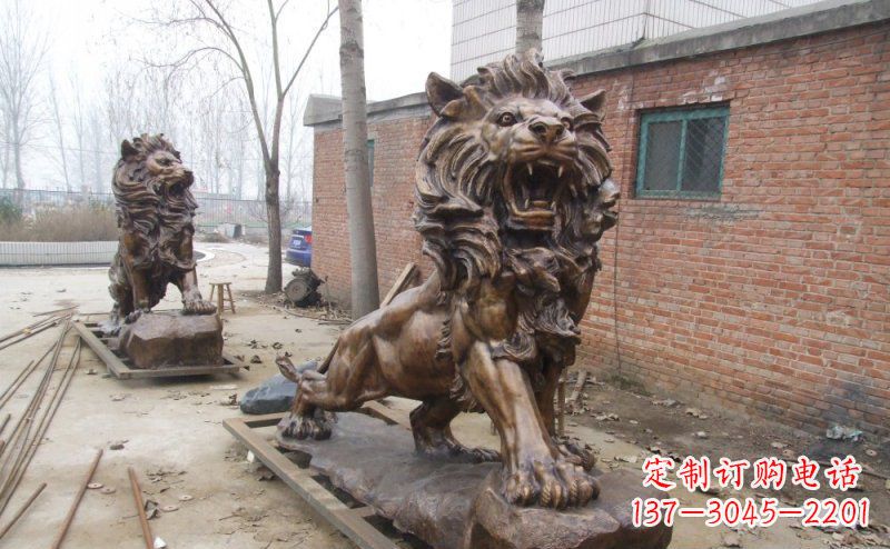 温州狮子企业动物铜雕