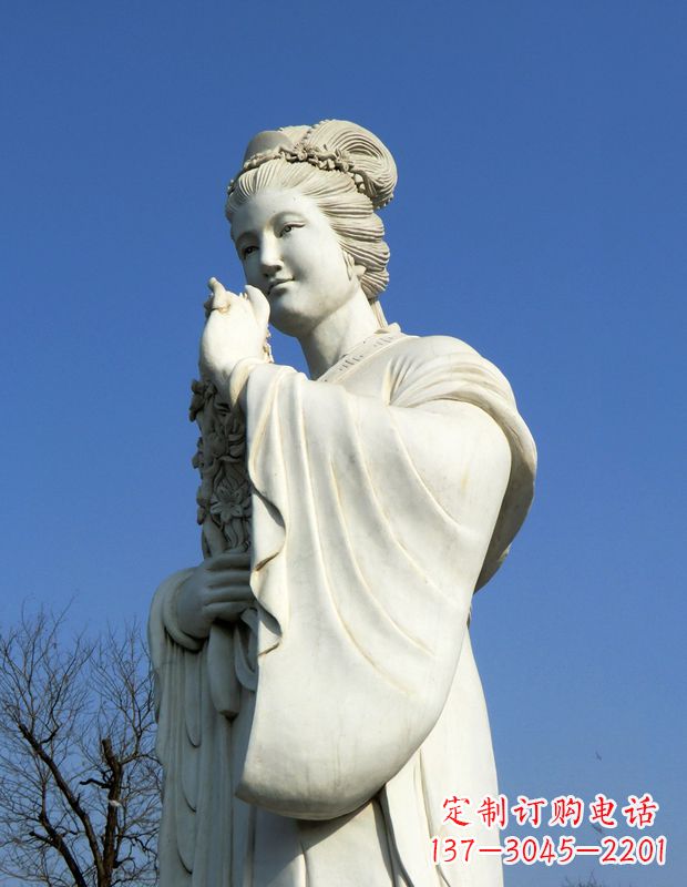 温州十二花神之三月桃花息夫人汉白玉精美美女雕像