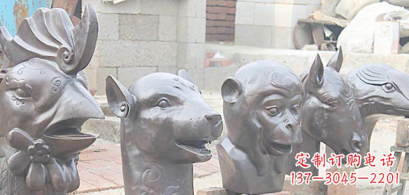 温州十二生肖铜雕,独特的动物雕塑