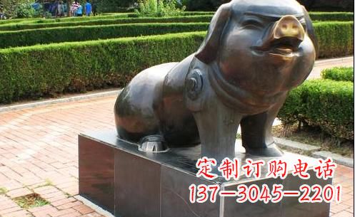 温州古典中国十二生肖猪铜雕塑
