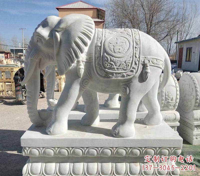 温州中领雕塑精美石材大象雕塑